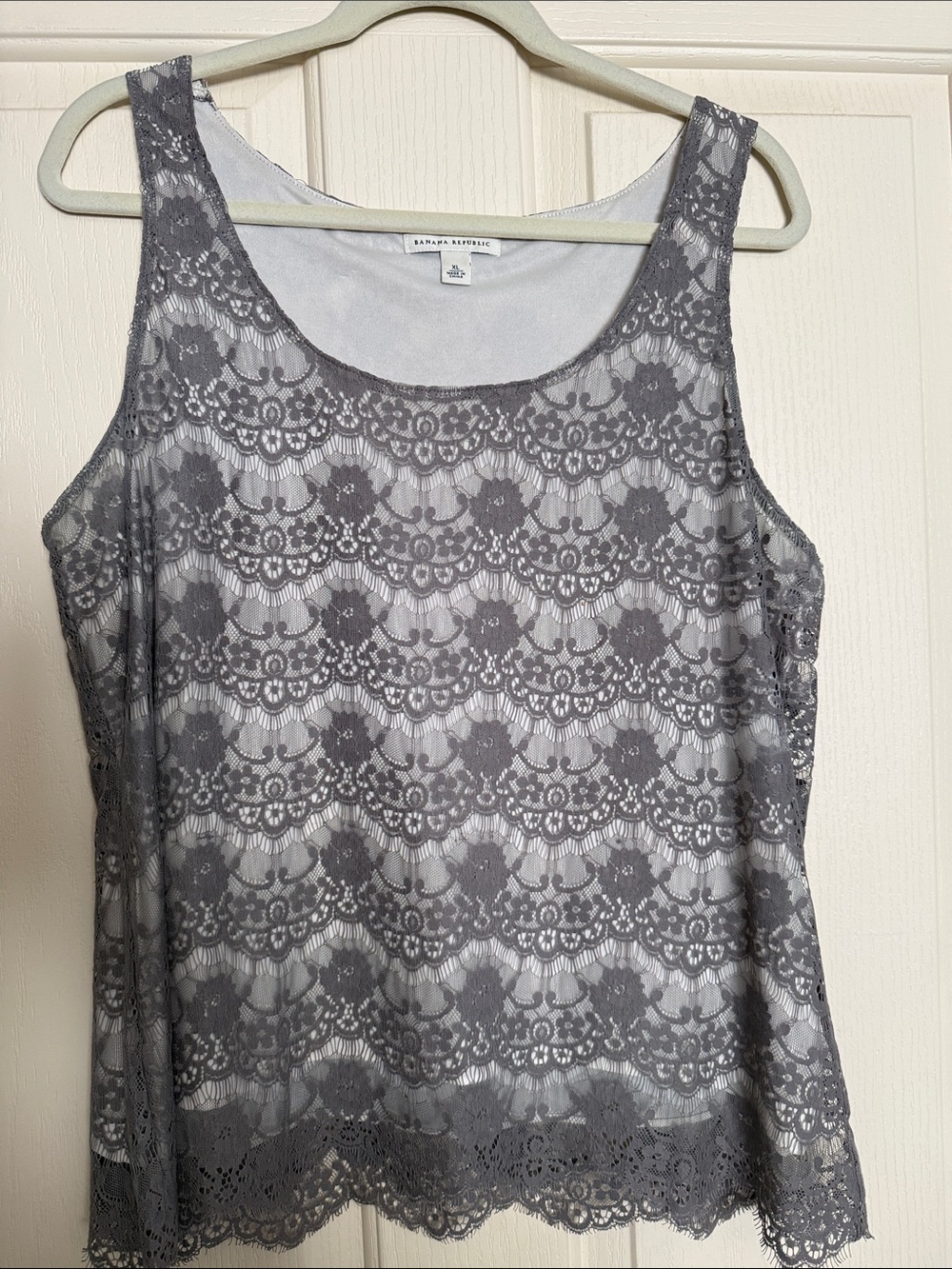 Banana Republic Gray Lace Overlay Camisole Tank
